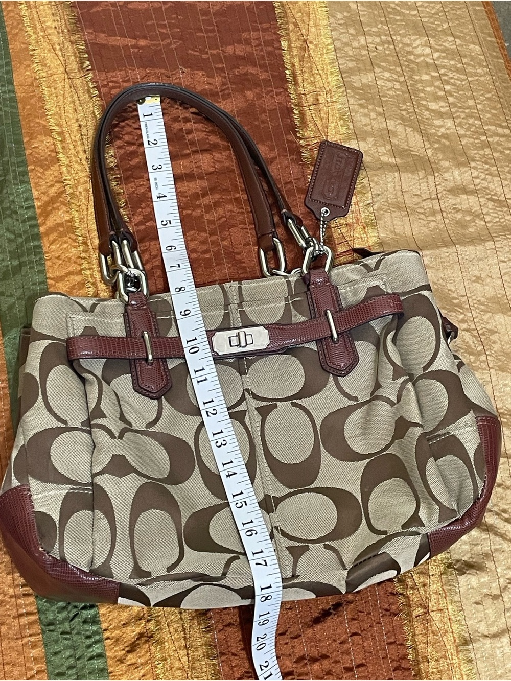 Coach Chelsea Jayden Brown Canvas Carryall Tote with Leather Trim No. G1173-1780 - Picture 15 of 16